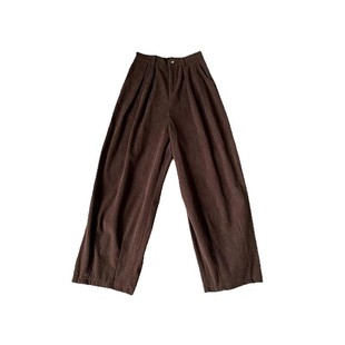 小个子棕色灯芯绒气球裤女加绒冬季美拉德大码胖mm九分阔腿灯笼裤