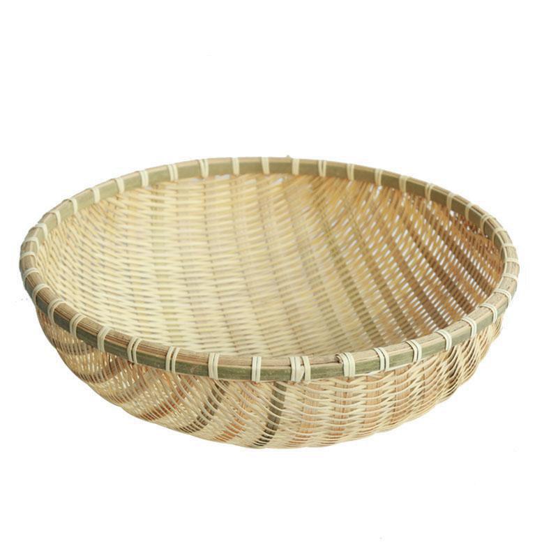 竹编馒头筐竹编制品馒头筐圆簸箕农家用手工收纳沥水篮竹篓筐道具