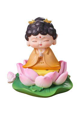 赐福莲花小神仙桌面摆件玄关装饰
