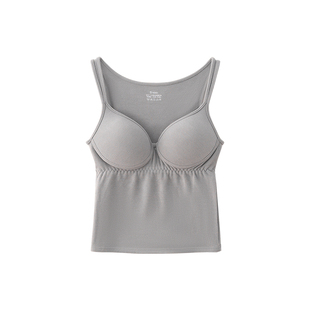 双面德绒加绒加厚免穿文胸自带胸垫无袖内搭保暖背心吊带内衣女士