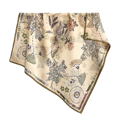 棉麻质感印花70小方巾