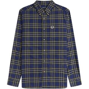 FRED PERRY男装长袖格纹衬衫2025冬季新款英伦时尚通勤格子上衣