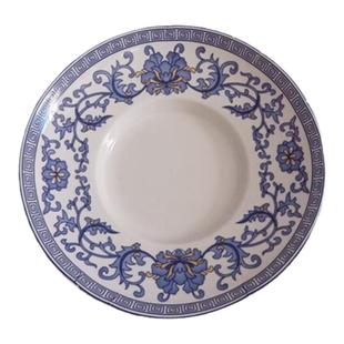 陶瓷盖碗圆碟子茶碗托盘底座带图案青花餐厅八宝茶碗家用茶备配件