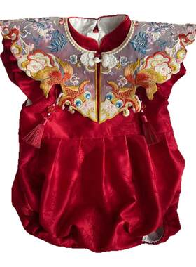 周岁女宝宝礼服夏季款抓周冠衣