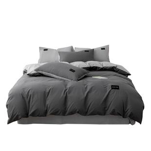 无印良品四件套全棉水洗棉纯色简约纯棉可裸睡床单被套枕套三件套