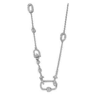 回形满钻万用项链女925银搭配翡翠佛公吊坠多功能万能扣珠宝链条