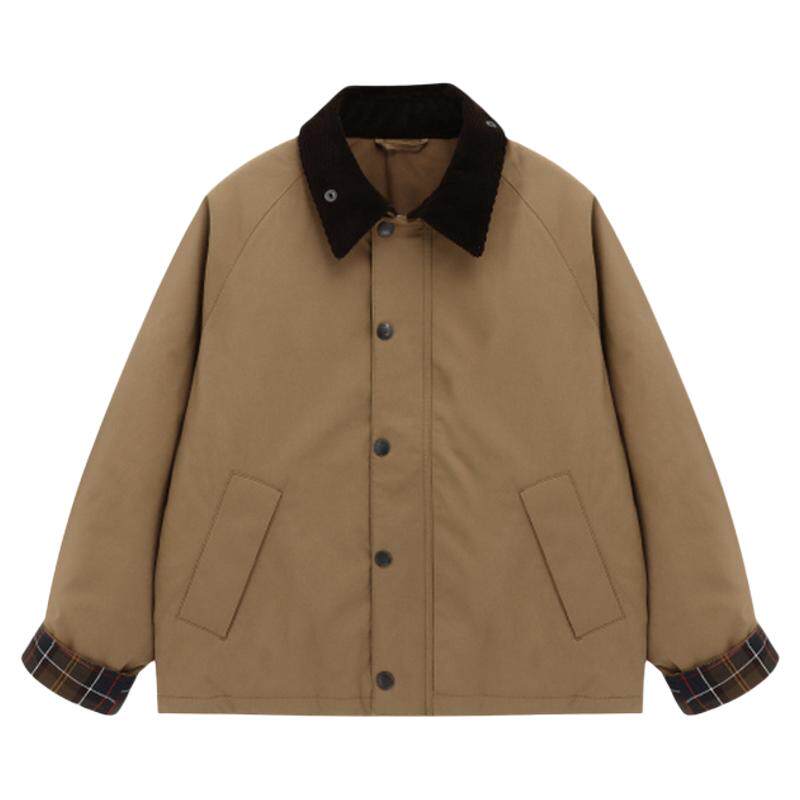Basic House/百家好翻领撞色短款棉服女冬季加厚保暖百搭简约外套