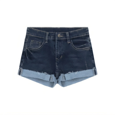 丰胯低腰卷边牛仔短裤超短裤