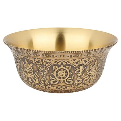 八吉祥民族风古铜色平底碗水杯