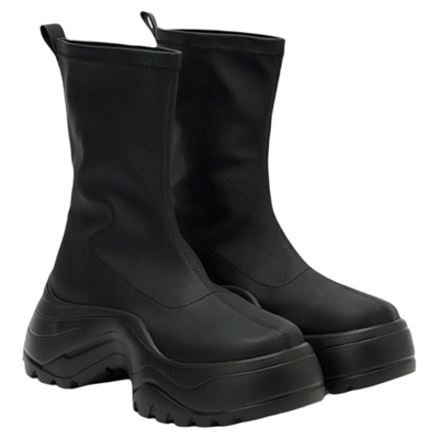 2025秋冬新款黑色袜靴厚底增高