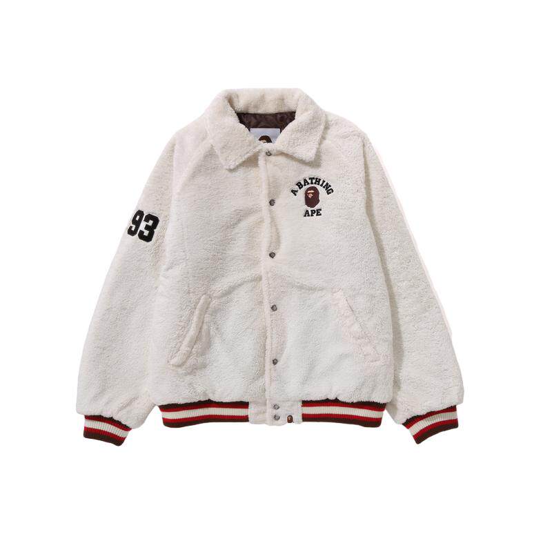 刺绣图案毛绒运动夹克外套BAPE