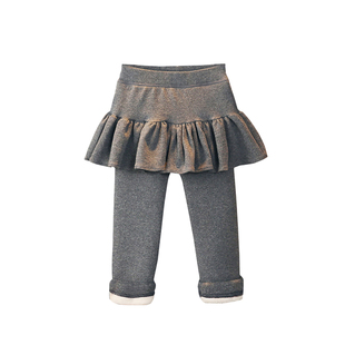 女童加绒打底裤2025新款冬季儿童洋气好看长裤宝宝纯棉一体绒裙裤