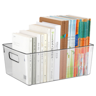 大容量透明书立架可爱桌面书本收纳盒神器学生书桌书架书夹固定书籍宿舍儿童绘本亚克力桌面收纳盒整理书架子