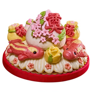 祭拜先祖奠字花馍胶东饽饽摆供上贡品馒头先人去世三周年五七用品