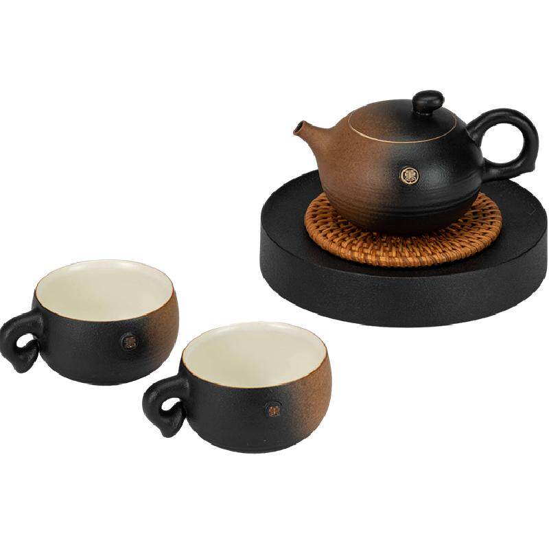 万仟堂手工施釉双色渐变茶具套装