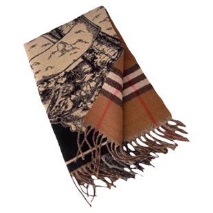 加厚战马格子双面仿羊绒围巾女冬季新款时尚流苏保暖外搭披肩围脖