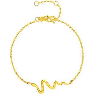 周六福5G黄金手链女足金计价蛇之舞手饰生肖蛇系列送女友新年礼物