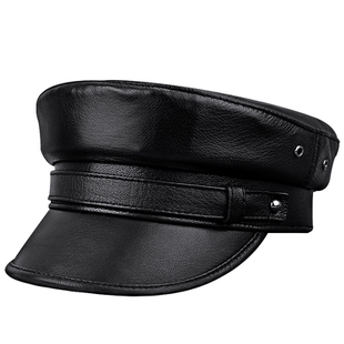 广帝 羊皮 春秋冬季真皮帽子男女士情侣同款保暖薄款平顶帽鸭舌帽