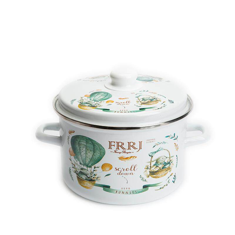 特厚搪瓷锅家用食品级加厚带盖熬中药罐老式煮面烧水锅双耳汤锅