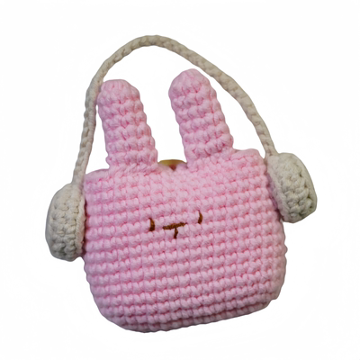 DIY编织小兔耳机包创意礼物