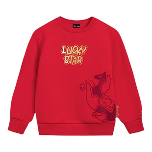 商场同款|李宁儿童连帽红色卫衣男童本命年套头衫2026年马年长袖