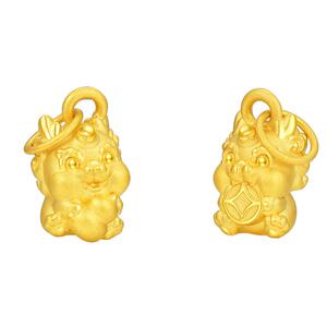 周大生黄金吊坠足金萌宝貔貅挂坠3D硬金手串珍珠手链女生圣诞礼物