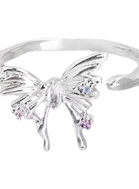 银色气质蝴蝶戒指女小众