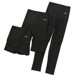 爆汗鲨鱼皮打底裤女外穿高腰五分瑜伽芭比健身瘦腿收腹骑行暴汗裤