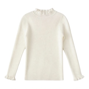 爱法贝女童百搭线衫花边领毛衣儿童秋冬外穿线衫百搭款简约洋气