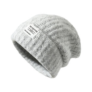 帽子女秋冬2026新款毛线帽显脸小贴布保暖针织帽大头围护耳包头帽