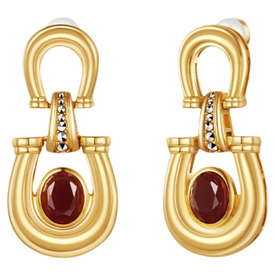 曼古银马吉扣红玛瑙耳环2026新款