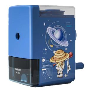 得力手摇卷笔刀削笔器手动转动笔刨自动进铅美术生专小学生幼儿园儿童用素描小型迷你三角铅笔眉笔便携款卡通