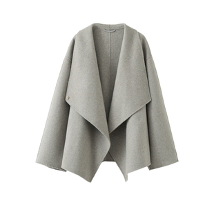 CHENXIAN辰现斗篷短款羊毛双面呢羊绒大衣小个子宽松披肩毛呢外套