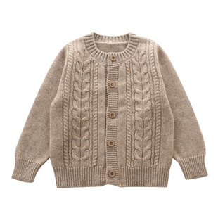 秋冬开衫女童纯山羊绒针织衫外套长袖毛衣加厚宝宝儿童羊绒衫新款