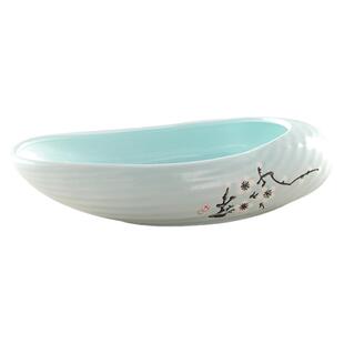 创意陶瓷白梅盘子异形酒店餐盘个性菜盘早餐盘不规则汤盘艺术餐具