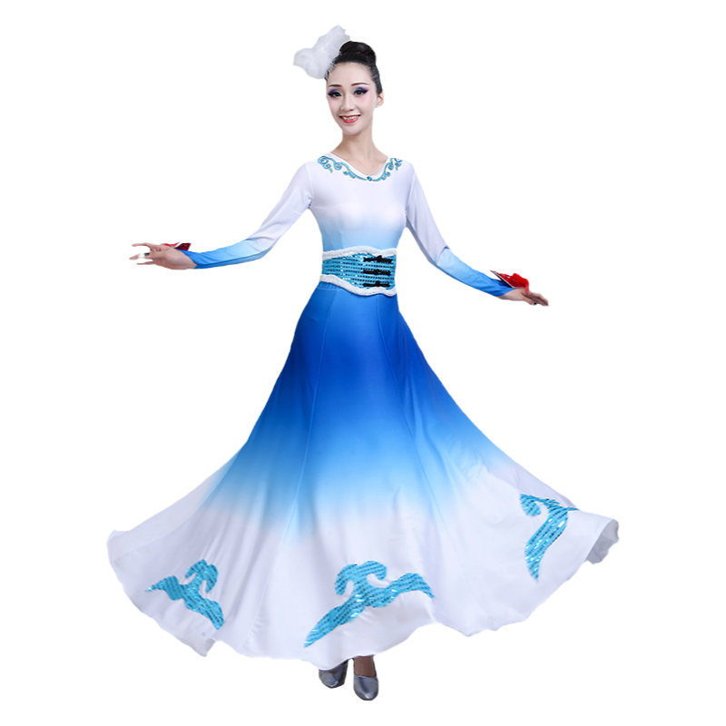 成人蒙古舞蹈演出服艺考天鹅鸿雁白羽清歌舞蹈服装年会大气开场舞