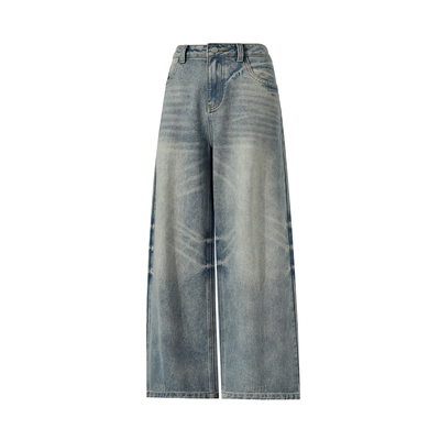 Dream made浅蓝色水洗猫须牛仔裤男春季美式cleanfit直筒男生裤子