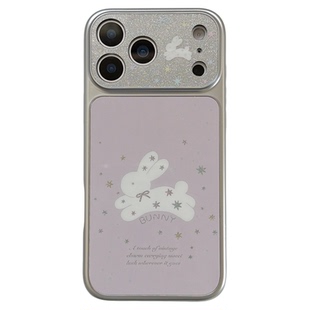 jze韩风ins少女闪粉星星小兔适用苹果18ProMax手机壳iphone15新款16pro毛球挂绳13全包15pro防摔手机套14电镀
