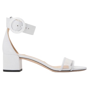 JIMMY CHOO周仰杰春夏女士羊皮粗跟中跟凉鞋银泰 301604