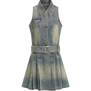 水洗牛仔连衣裙女KBNE2025夏季新款高端泽西风无袖今年流行的裙子