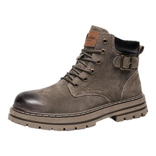 木林森马丁靴男冬季休闲运动加绒加厚皮鞋短靴高帮工装雪地靴棉鞋
