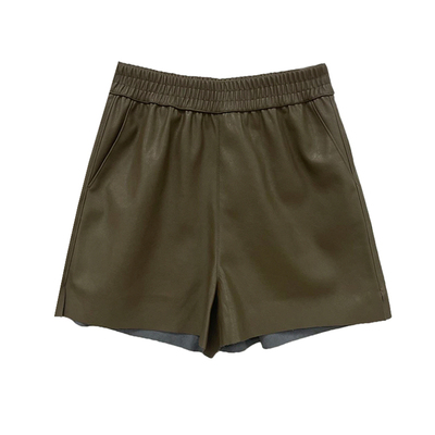 休闲宽松高腰秋冬pu皮短裤