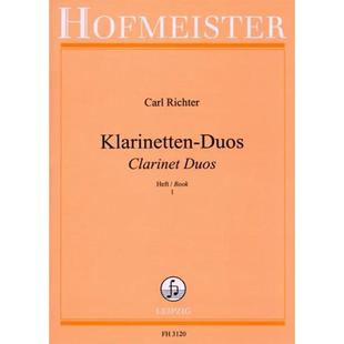 单簧管二重奏 卷一 里希特 霍夫曼斯特原版乐谱书 Carl Richter Clarinet Duos for 2 Clarinets FH3120