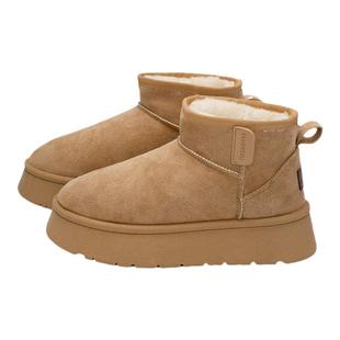 环球厚底增高雪地靴女款2025新款冬季加绒加厚套筒圆头保暖棉鞋女