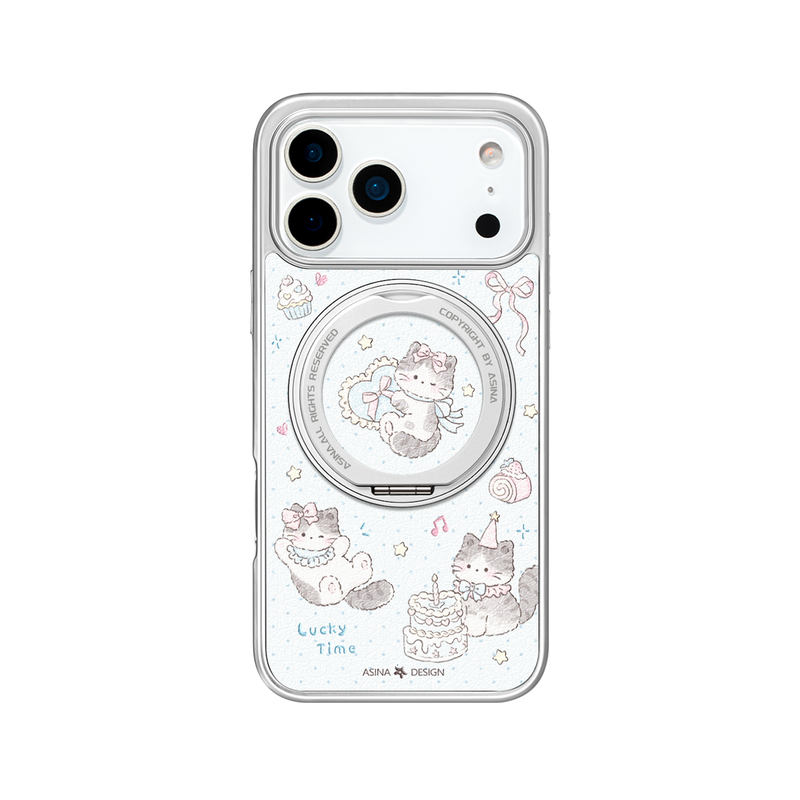 猫咪生日会适用苹果17Promax手机壳新款iPhone16Pro磁吸带支架保护套Co2支点ip15可爱高级感14好看13pm全包女