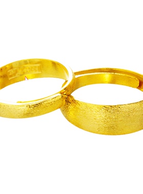 沙金色戒指拉丝磨砂久不掉色指环钢印情侣礼物新中式对戒活口男女