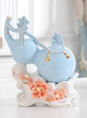 葫芦摆设陶瓷摆件装饰品电视酒柜送礼玄关客厅卧室房间简约艺术品