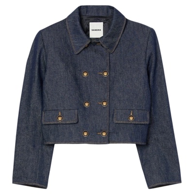 SANDRO女装法式双排扣牛仔外套
