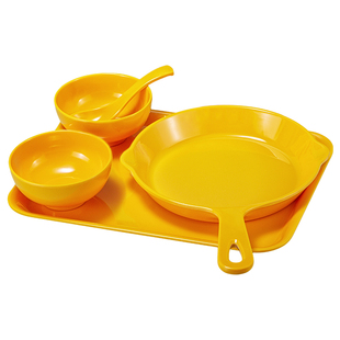 航语佳烤盘饭同款密胺仿瓷盘子盖浇饭盘特色炒饭意面盘平底锅手柄