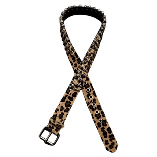 DFDG美式复古豹纹子弹腰带朋克摇滚重工金属扣皮带新潮时尚腰带